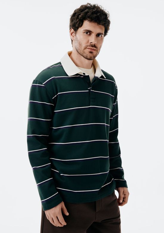 Foto do produto: Camisa Polo Masculina Comfort Listrada - Verde