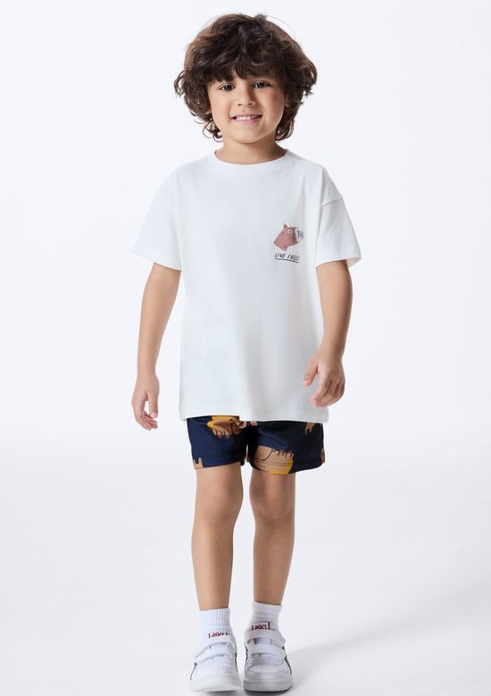 Foto do produto: Conjunto Curto Infantil Menino Toddler Em Moletom - Off white