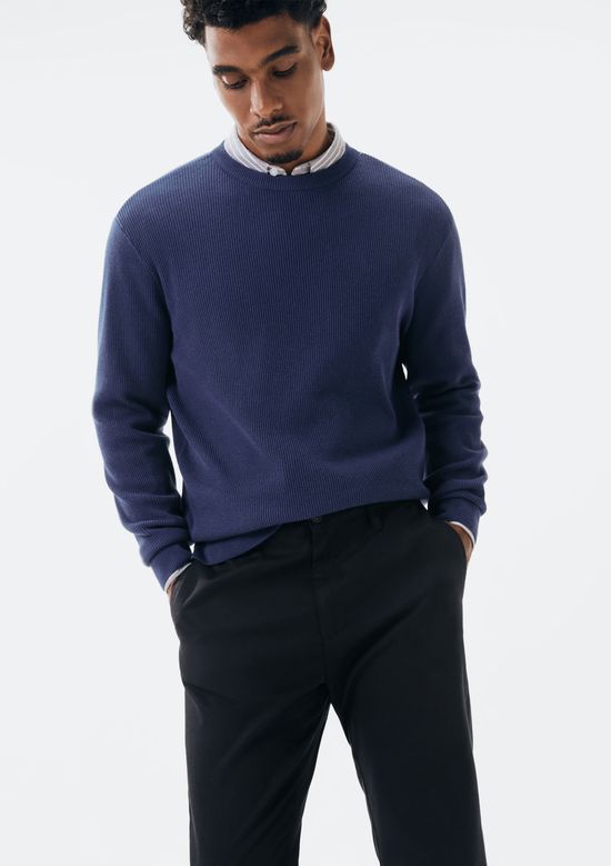 Foto do produto: Calça Masculina Taper Em Sarja Com Linho - Azul