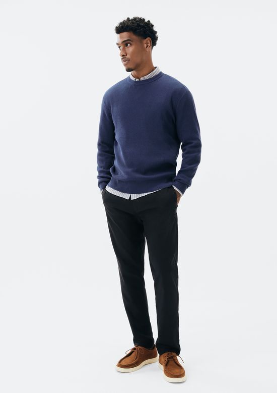 Foto do produto: Calça Masculina Taper Em Sarja Com Linho - Azul