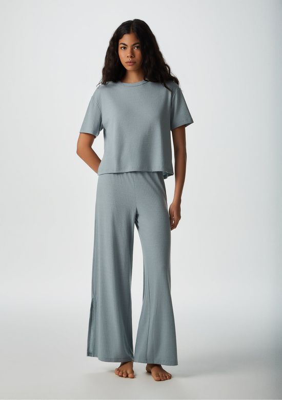 Foto do produto: Pijama Longo Feminino Canelado - Verde