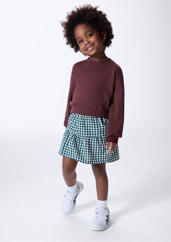 Foto do produto: Shorts Saia Infantil Cós Elástico Xadrez - Verde