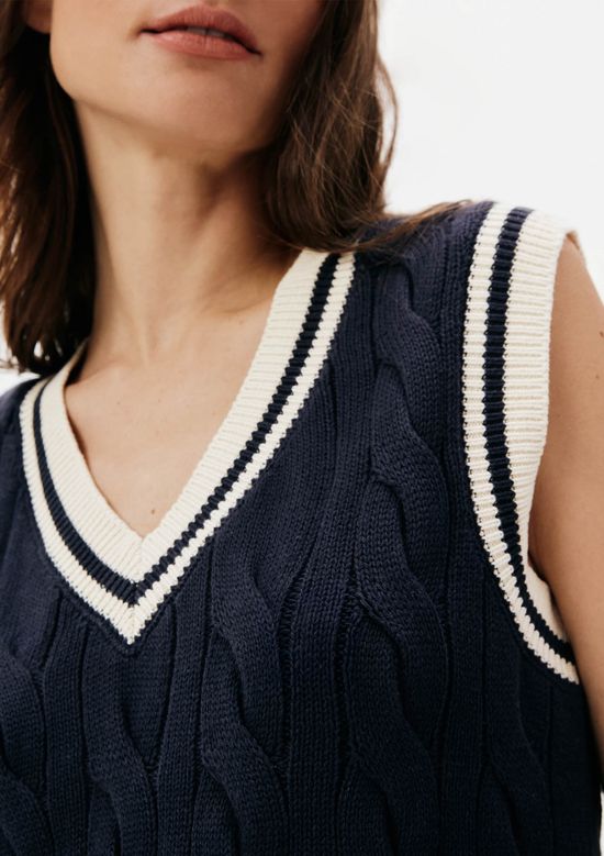 Foto do produto: Colete Feminino Em Tricô Trançado - Azul