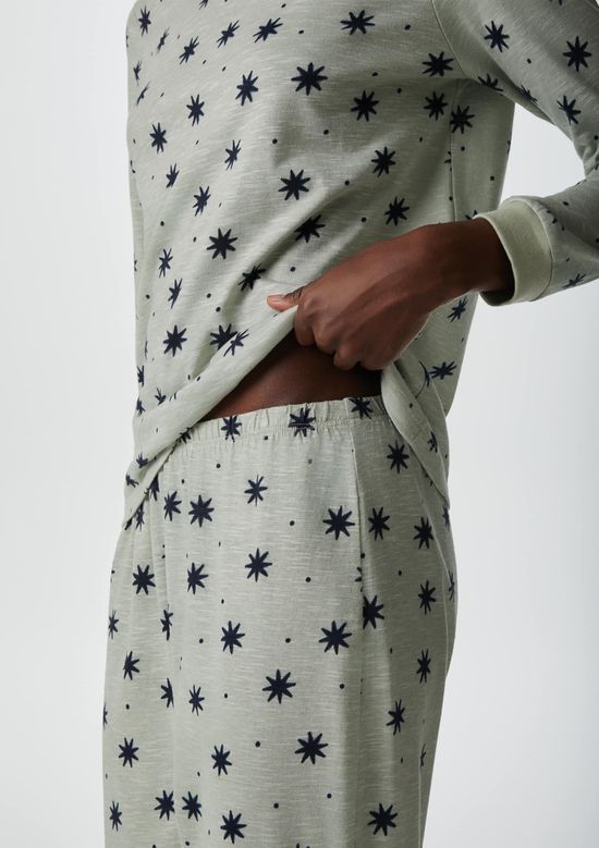 Foto do produto: Pijama Longo Feminino Estampado Em Malha Flamê - Verde