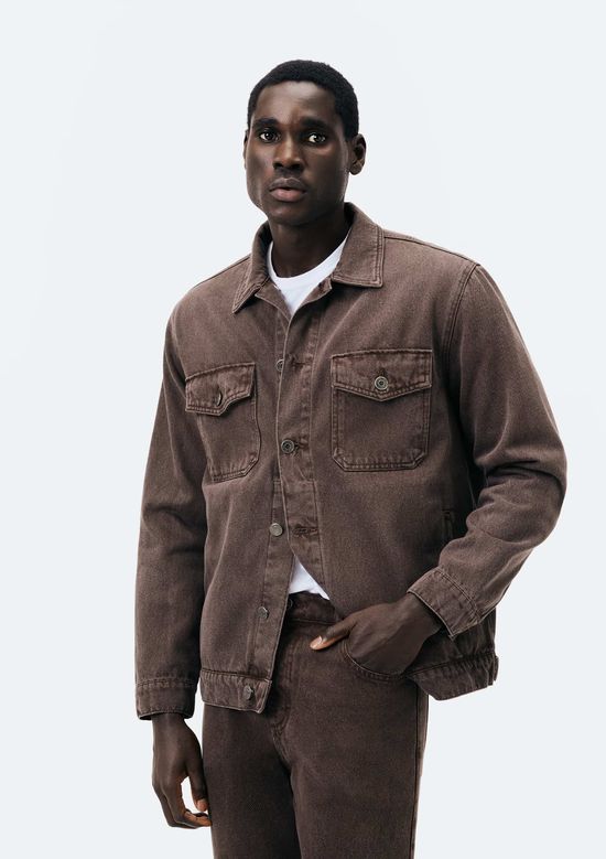 Foto do produto: Jaqueta Masculina Trucker Em Sarja - Marrom