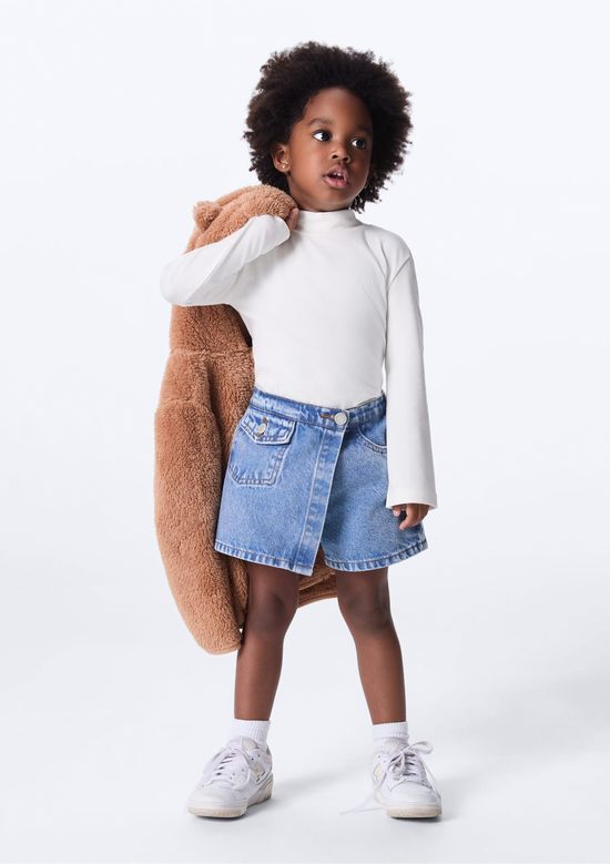 Foto do produto: Shorts Saia Infantil Menina Transpassado Jeans - Azul