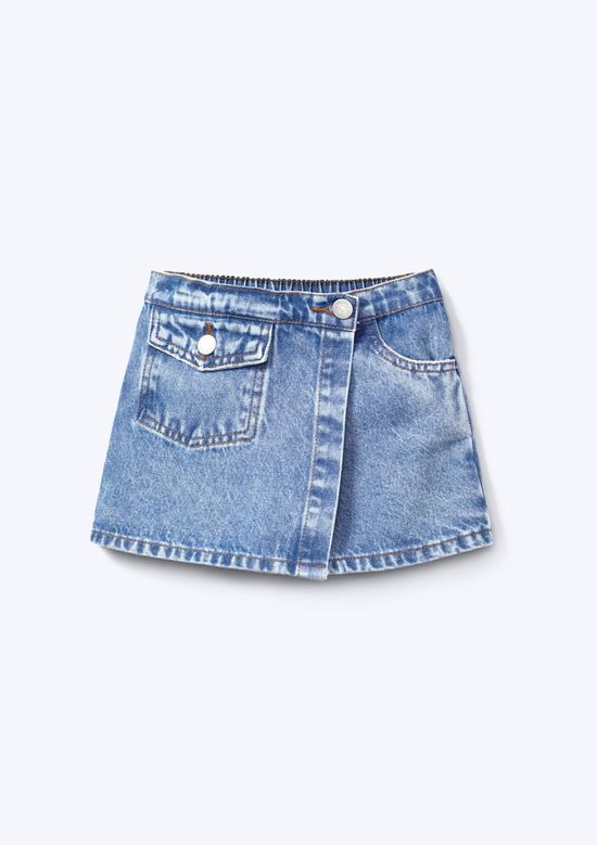 Foto do produto: Shorts Saia Infantil Menina Transpassado Jeans - Azul