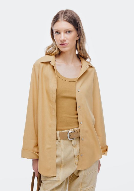 Foto do produto: Camisa Feminina Manga Longa Com Linho - Bege