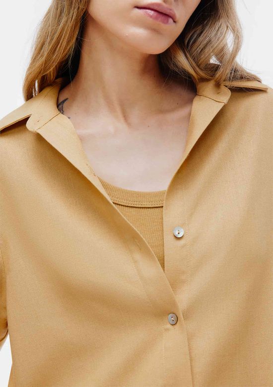 Foto do produto: Camisa Feminina Manga Longa Com Linho - Bege