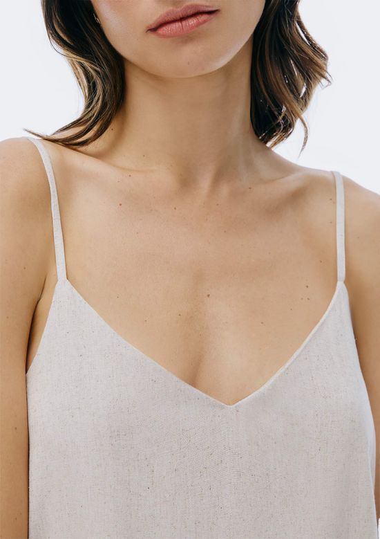 Foto do produto: Regata Feminina Alongada Com Linho - Bege