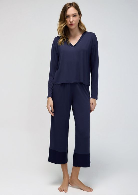 Foto do produto: Pijama Longo Feminino Em Viscose - Azul