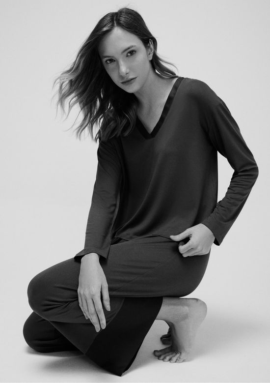 Foto do produto: Pijama Longo Feminino Em Viscose - Azul