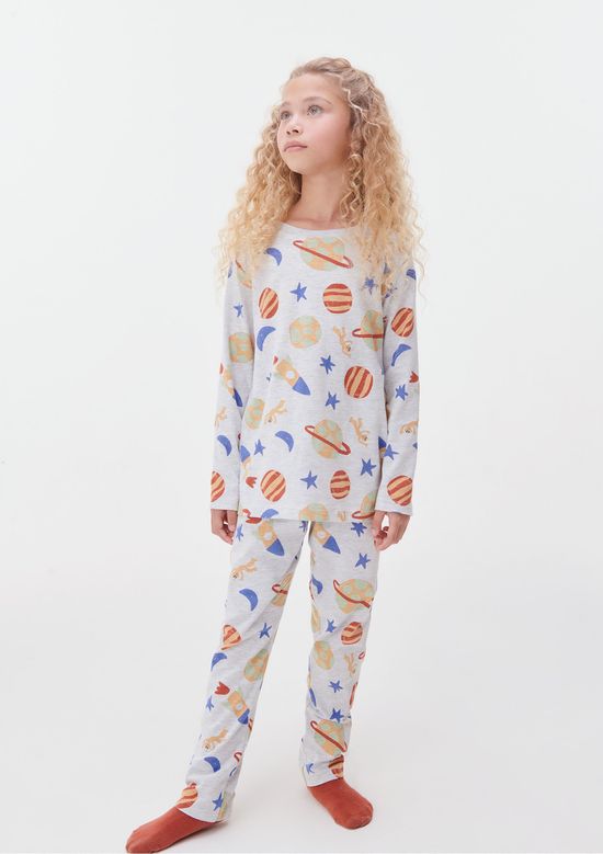 Foto do produto: Pijama Infantil Menino Estampado Em Algodão - Cinza