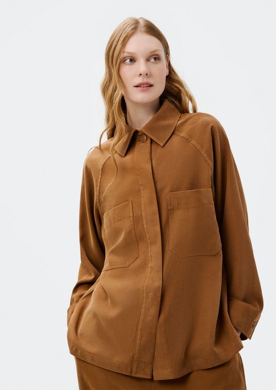 Foto do produto: Camisa Feminina Manga Longa Oversized - Marrom