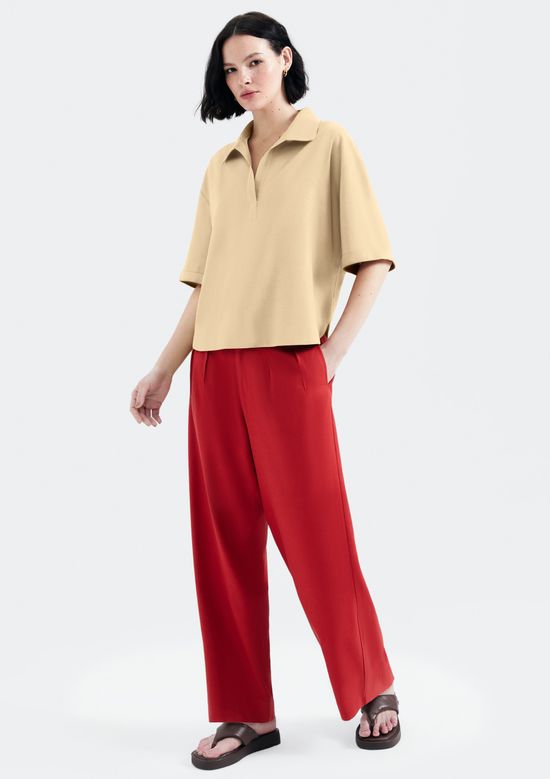 Foto do produto: Camisa Polo Feminina Com Linho - Bege