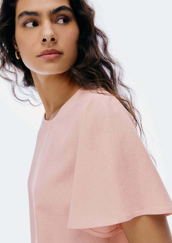 Foto do produto: Blusa Feminina Manga Godê Com Linho - Rosa