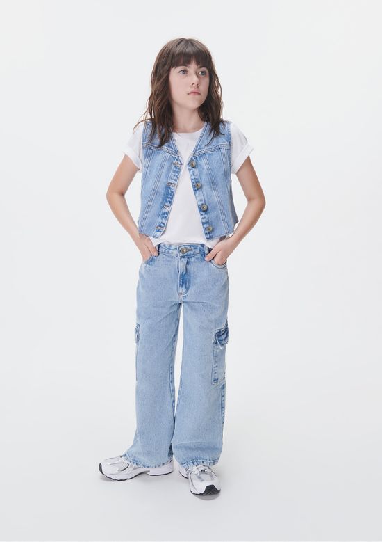 Foto do produto: Colete Jeans Infantil Menina Barra Desfiada - Azul