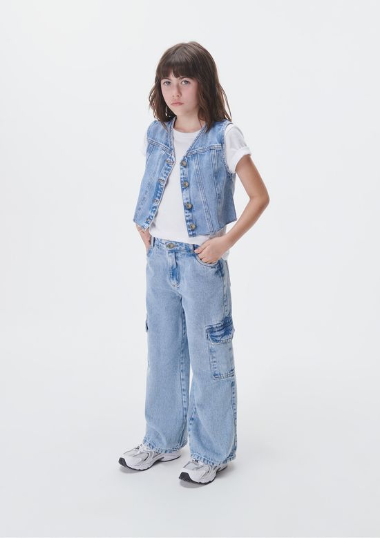 Foto do produto: Colete Jeans Infantil Menina Barra Desfiada - Azul