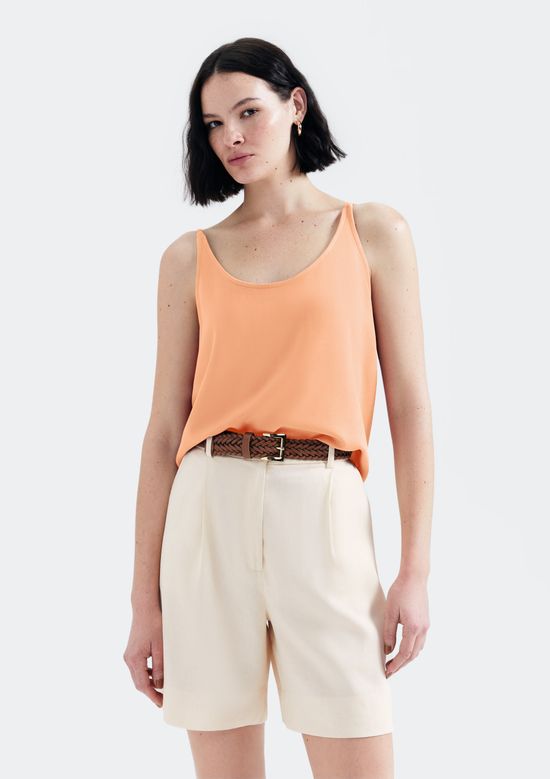 Foto do produto: Regata Feminina Em Tecido Creponado - Laranja