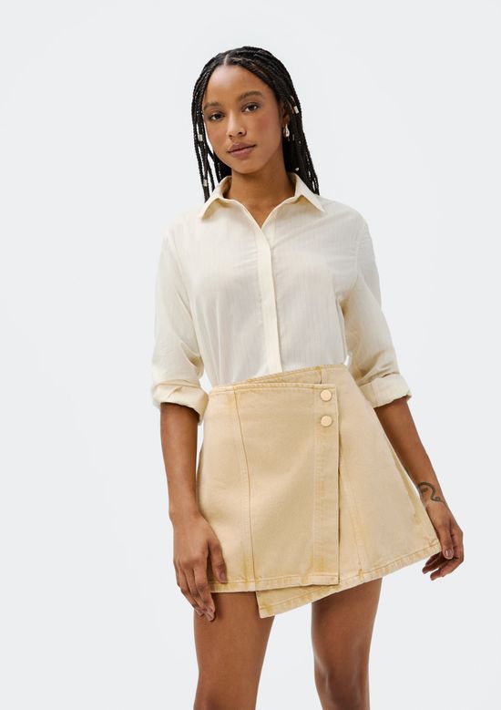 Foto do produto: Saia De Sarja Com Transpasse - Bege