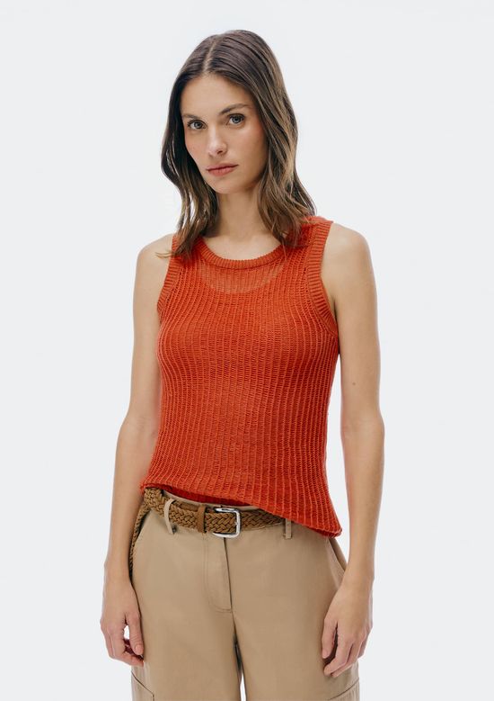 Foto do produto: Regata Feminina Alongada Em Tricô - Vermelho