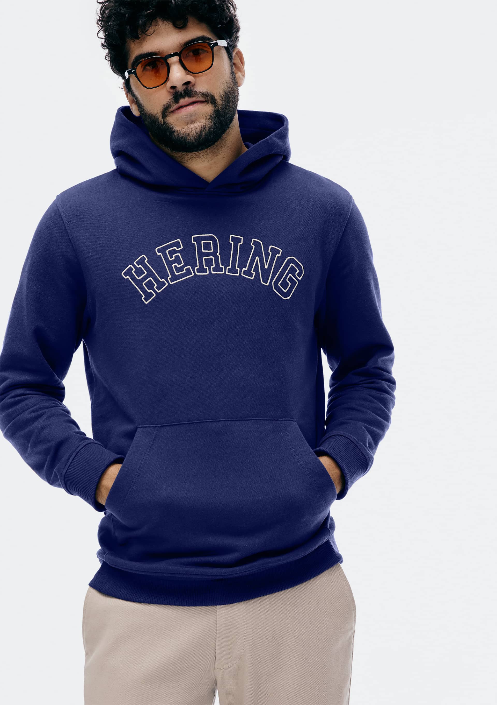 Blusão Masculino Comfort Com Bordado Em Moletom Peluciado - Azul