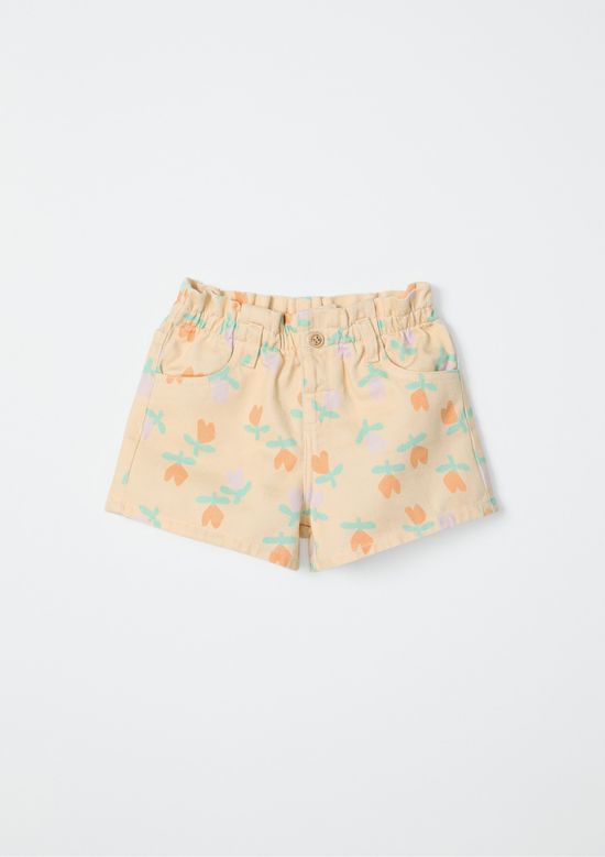 Foto do produto: Shorts Baggy Infantil Menina Toddler Em Sarja Estampada - Amarelo