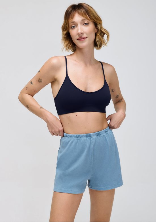 Foto do produto: Shorts Feminino Estonado Em Ribana - Azul