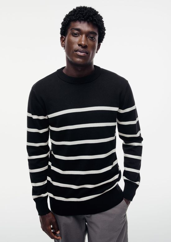Foto do produto: Suéter Masculino Comfort Em Tricô Listrado - Preto