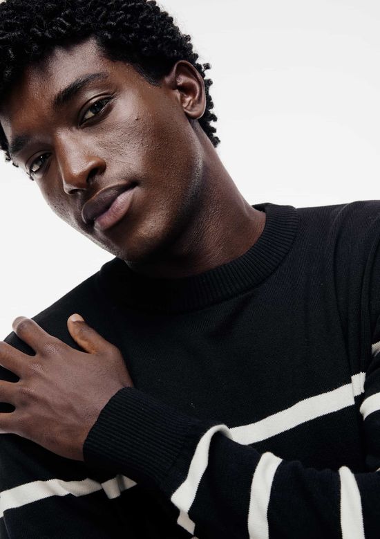 Foto do produto: Suéter Masculino Comfort Em Tricô Listrado - Preto