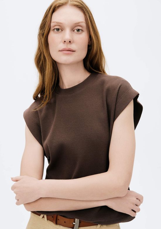 Foto do produto: Regata Muscle Feminina Em Ribana - Marrom