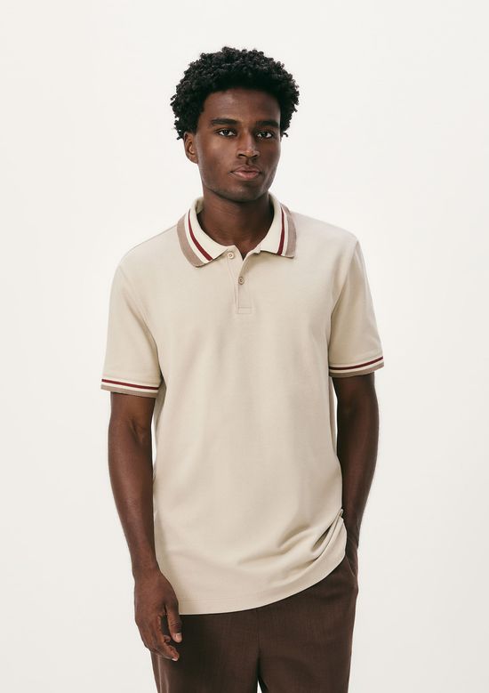 Foto do produto: Camisa Polo Masculina Manga Curta Com Retilínea - Creme