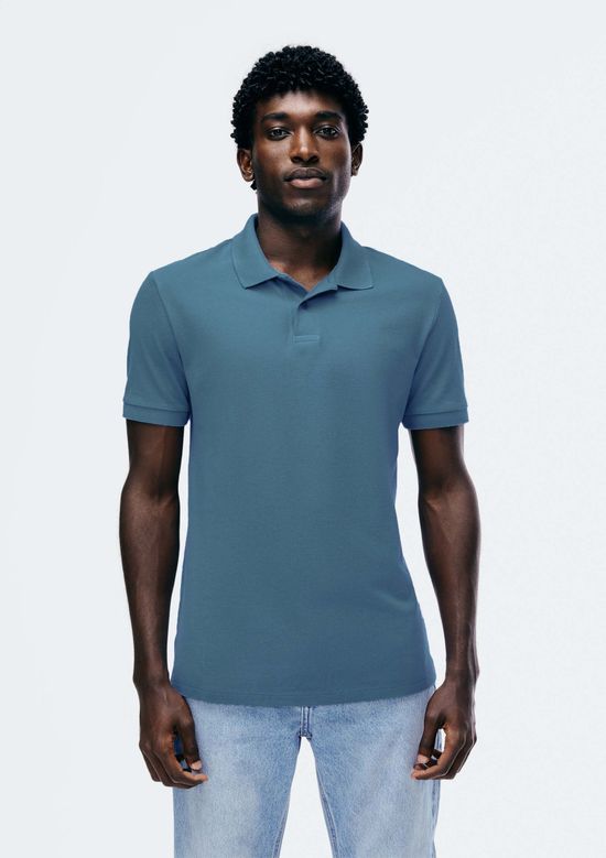 Foto do produto: Camisa Polo Básica Masculina Em Piquet - Azul