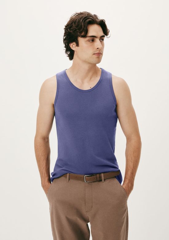 Foto do produto: Regata Básica Masculina Slim Em Ribana Canelada - Azul
