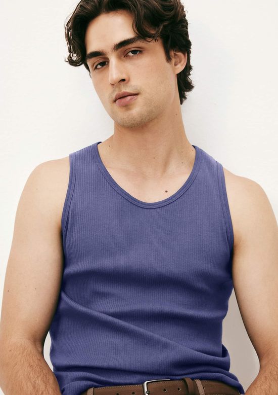 Foto do produto: Regata Básica Masculina Slim Em Ribana Canelada - Azul