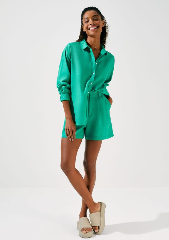 Foto do produto: Shorts Feminino De Alfaiataria Em Linho - Verde