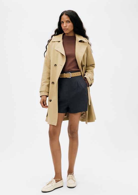 Foto do produto: Shorts Feminino Cintura Alta Em Viscolinho - Cinza