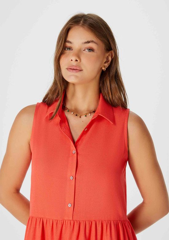 Foto do produto: Vestido Curto Evasê Com Botões E Recortes - Vermelho