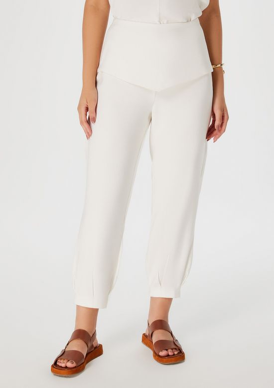 Foto do produto: Calça Feminina Carrot Cintura Alta Em Viscose - Off white