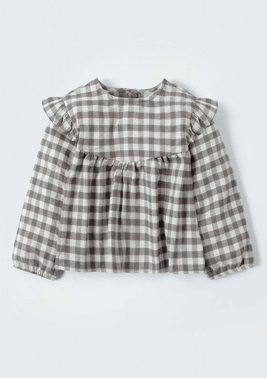 Foto do produto: Bata Infantil Menina Toddler Em Xadrez - Cinza