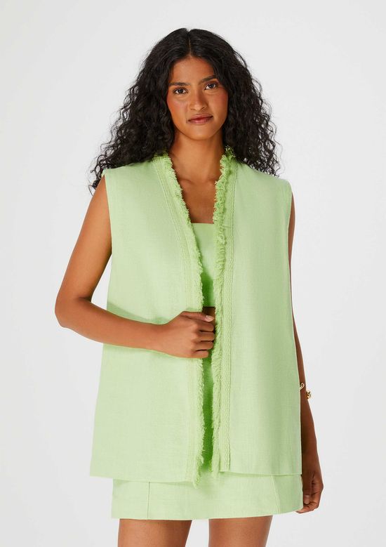 Foto do produto: Colete Feminino Em Algodão Com Franja - Verde