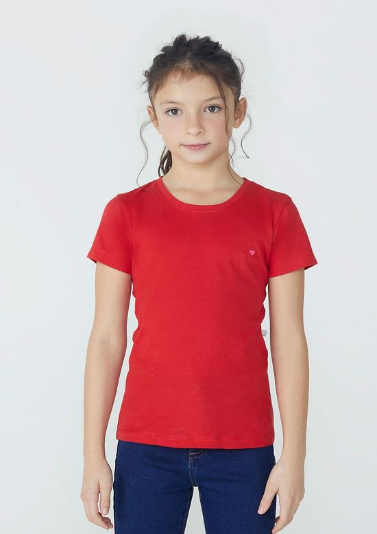 Foto do produto: Blusa Básica Infantil Menina Manga Curta Slim  - Vermelho