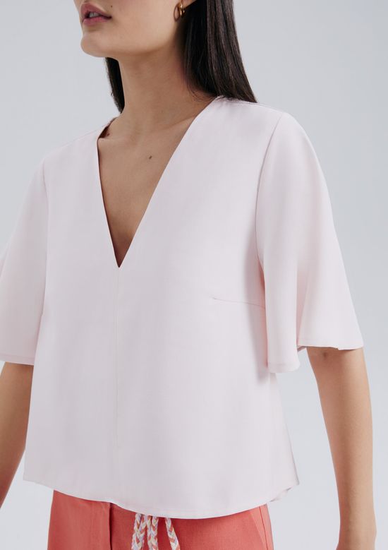 Foto do produto: Blusa Feminina Manga Sino Em Peach Touch - Rosa