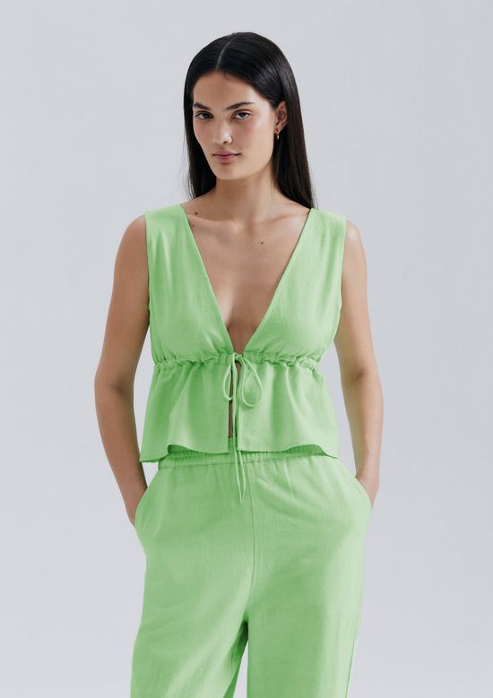 Foto do produto: Blusa Feminina Decote V Com Linho - Verde