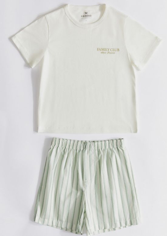 Foto do produto: Pijama Curto Infantil Menino Com Estampa Família - Off white