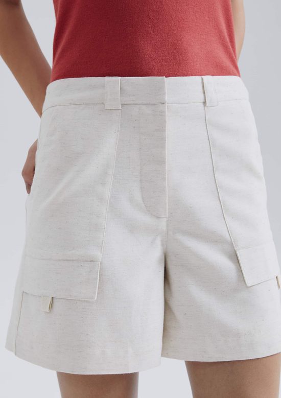 Foto do produto: Shorts Feminino Cintura Alta Com Linho - Off white