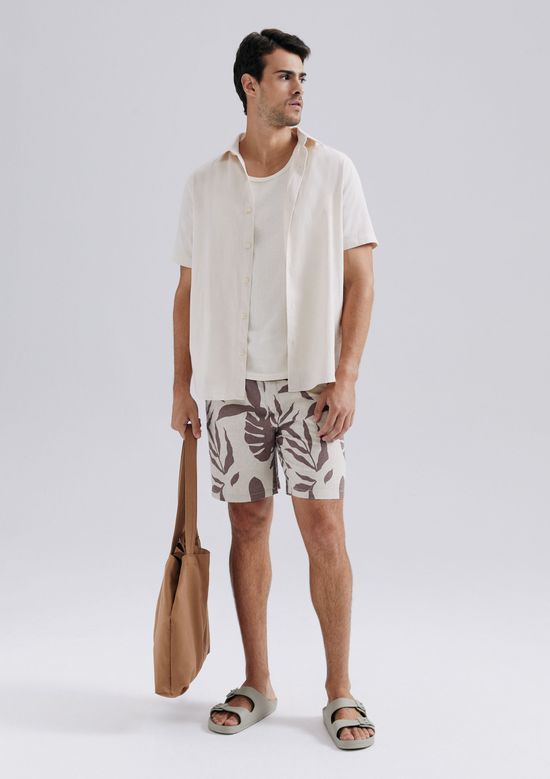 Foto do produto: Bermuda Masculina Estampada Com Linho - Marrom
