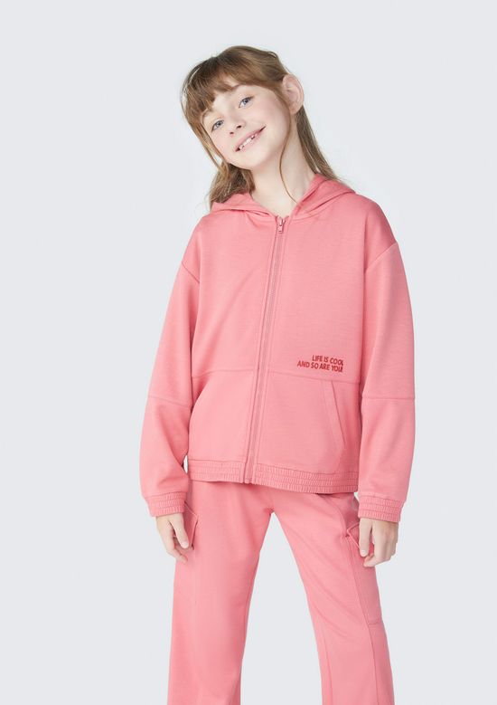 Foto do produto: Jaqueta de Moletom Infantil Menina Com Capuz - Rosa