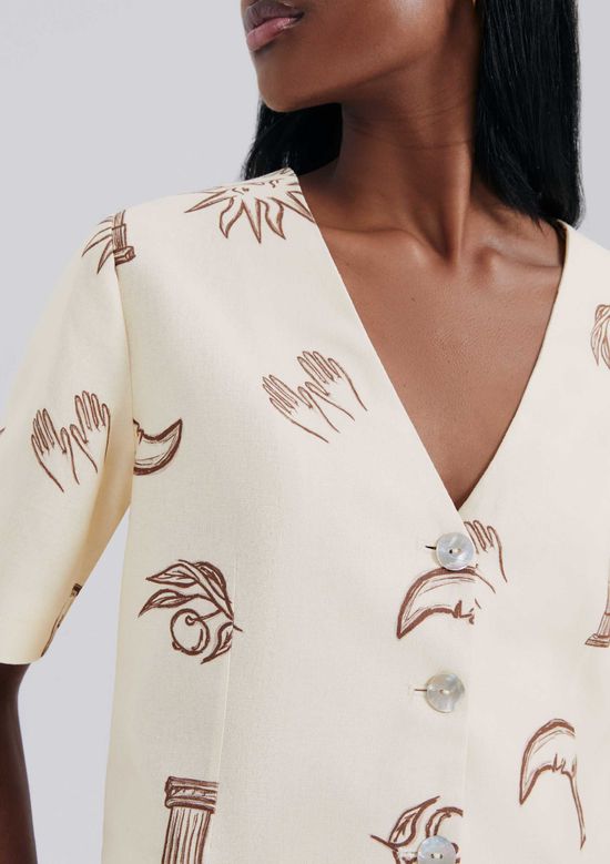 Foto do produto: Blusa Estampada Com Botões - Creme