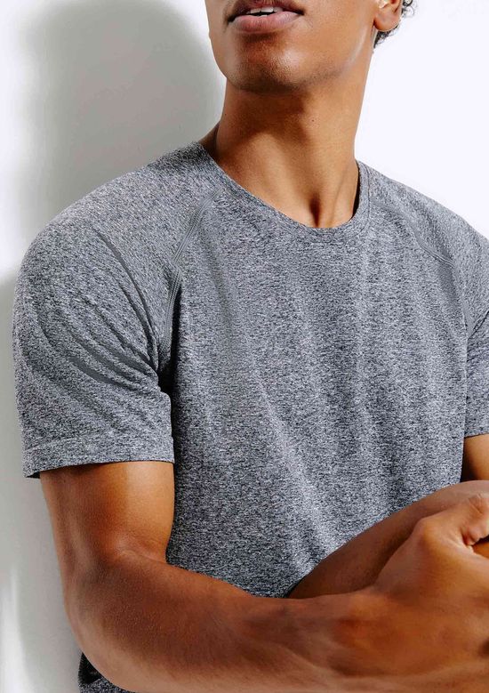 Foto do produto: Camiseta Esportiva Masculina Raglan Mescla Secagem Rápida - Cinza